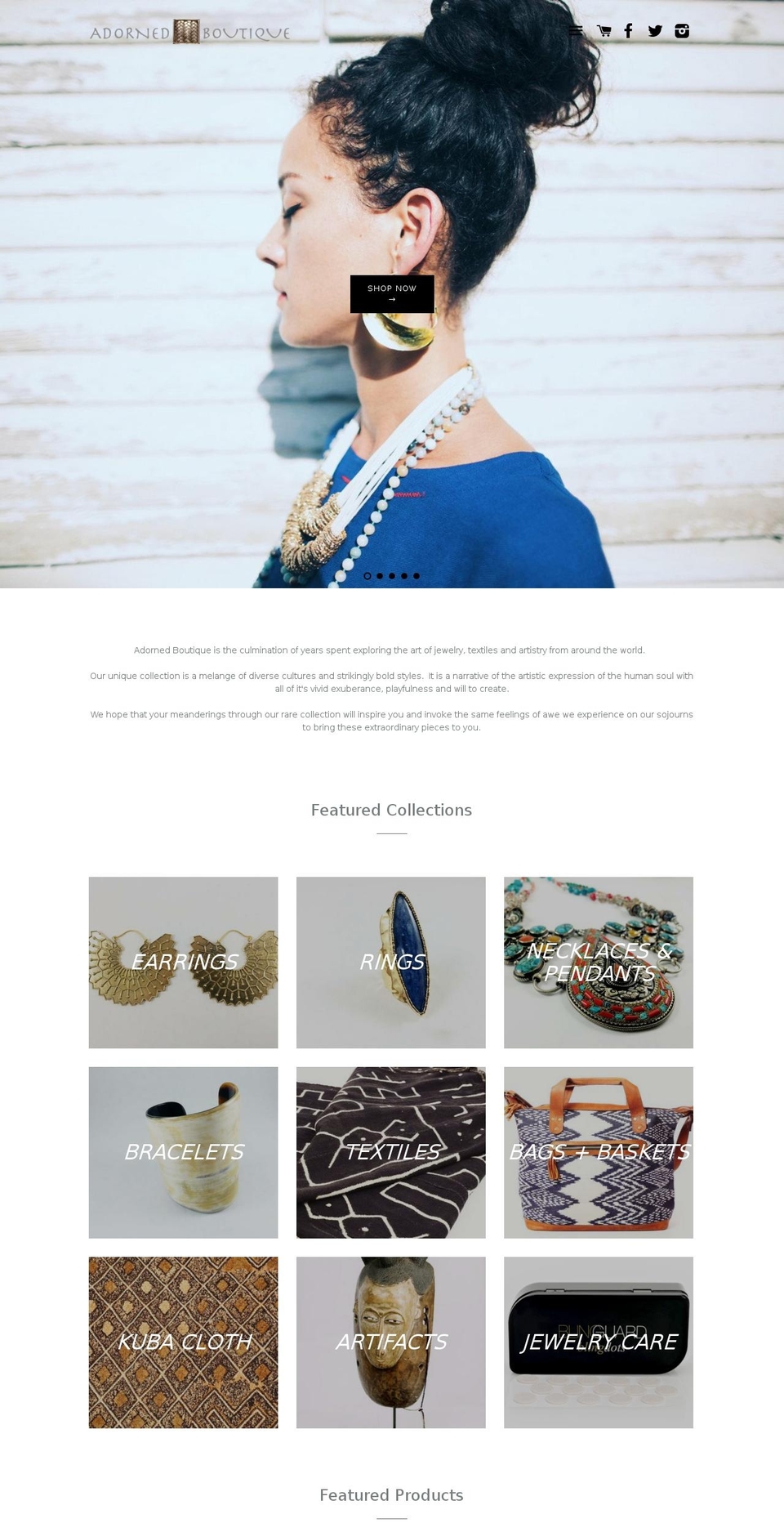 adornedboutique.com — Shopify storefront screenshot