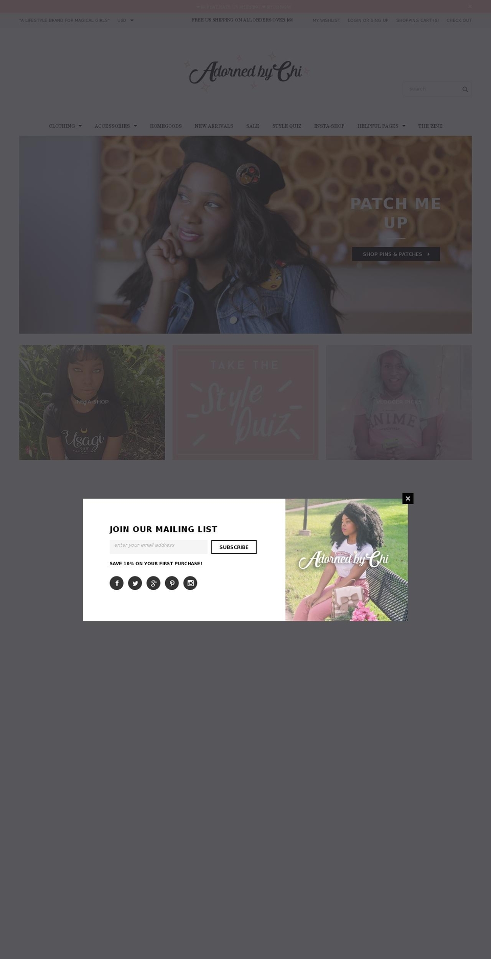 adornedbychi.com shopify website screenshot