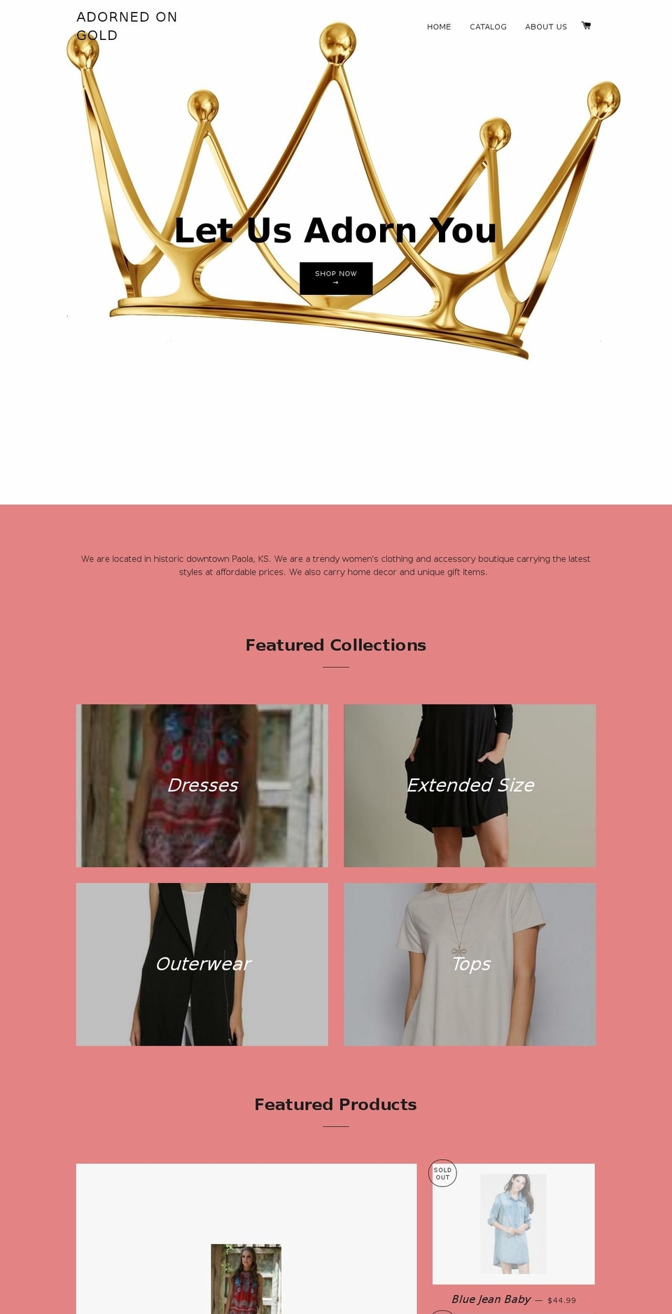 adornedongold.com shopify website screenshot