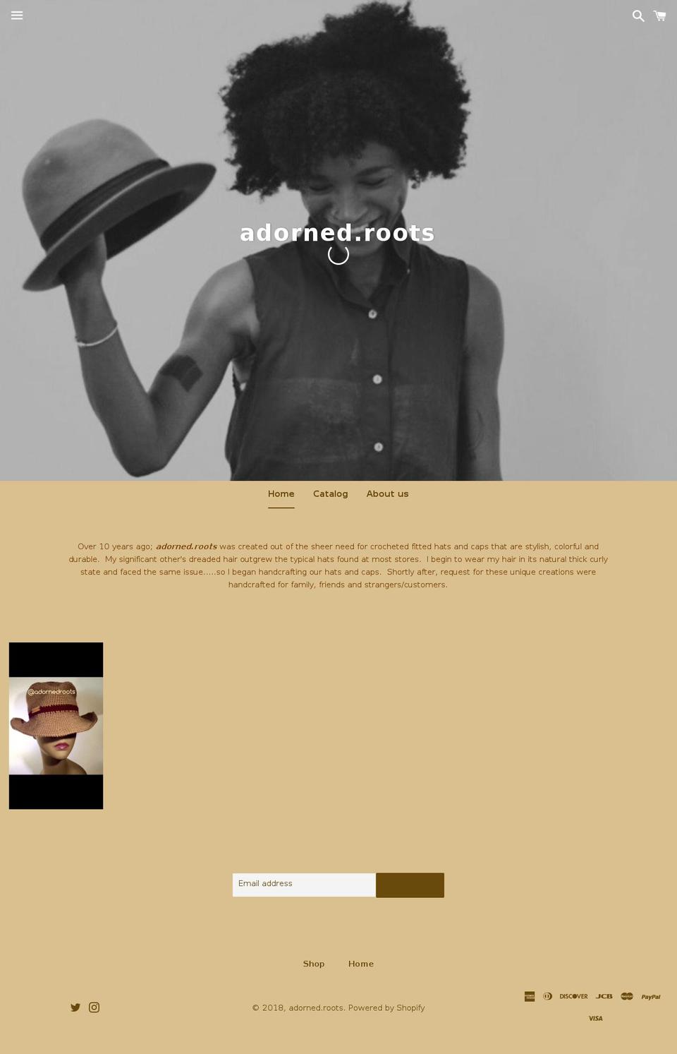 adornedroots.com — Shopify storefront screenshot