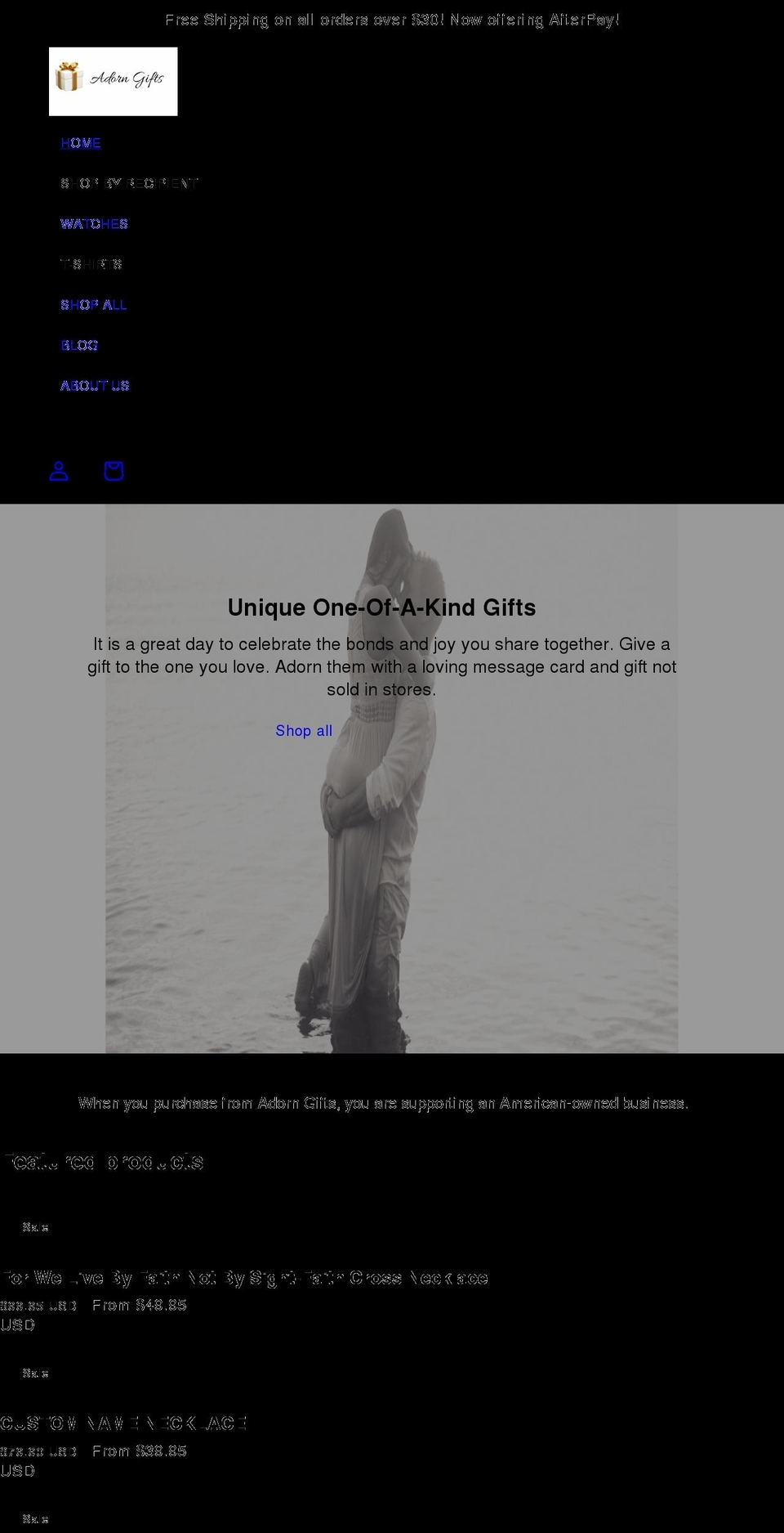 adorngifts.com shopify website screenshot