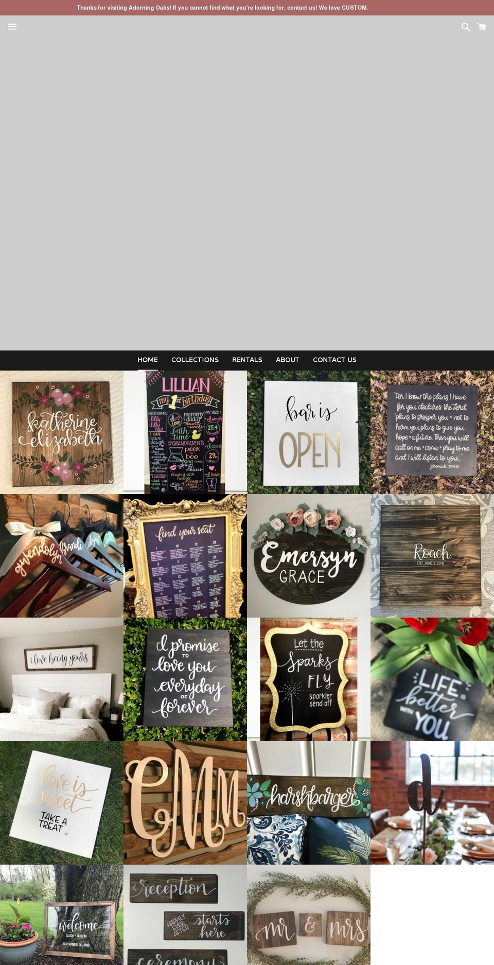 adorningoaks.com — Shopify storefront screenshot