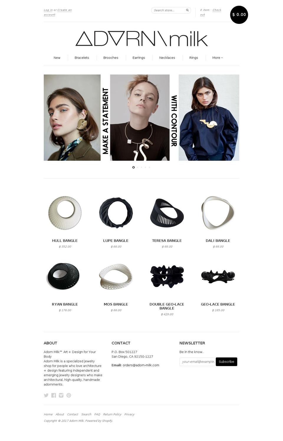 adornmilk.com shopify website screenshot
