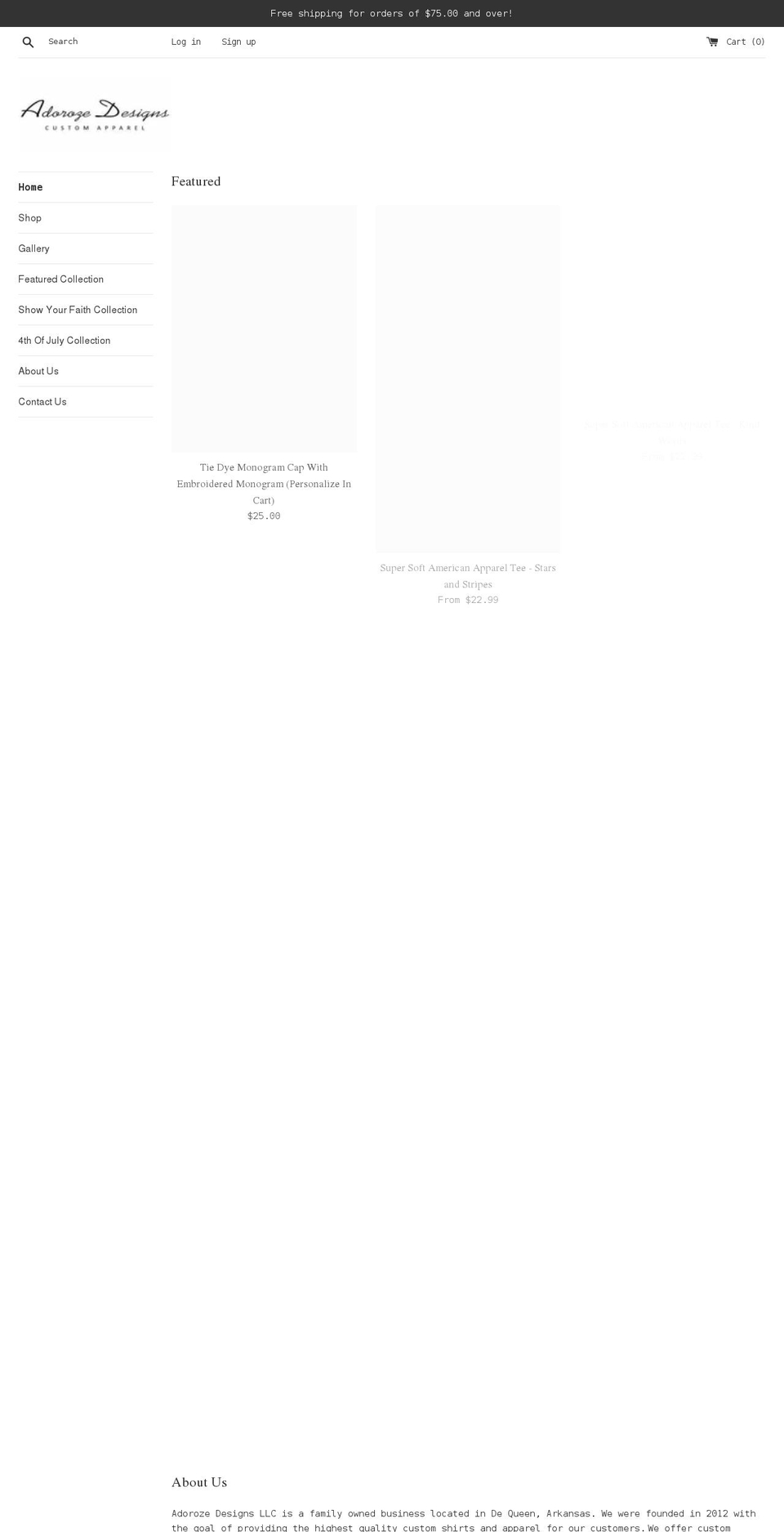 adorozedesigns.com shopify website screenshot