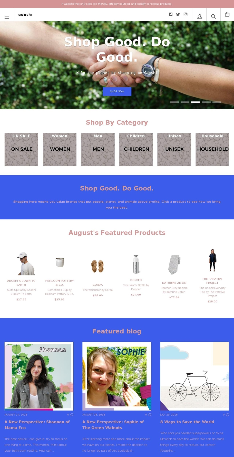 adoshi.co shopify website screenshot