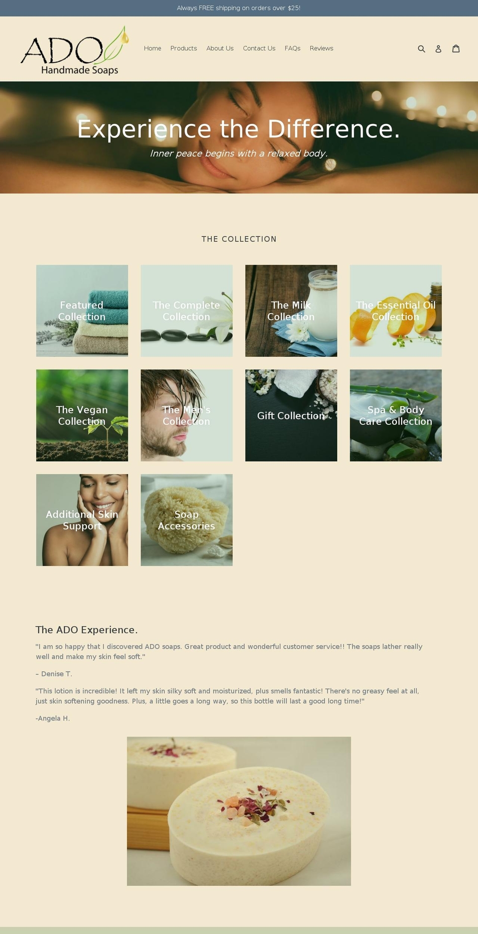 adosoaps.com shopify website screenshot