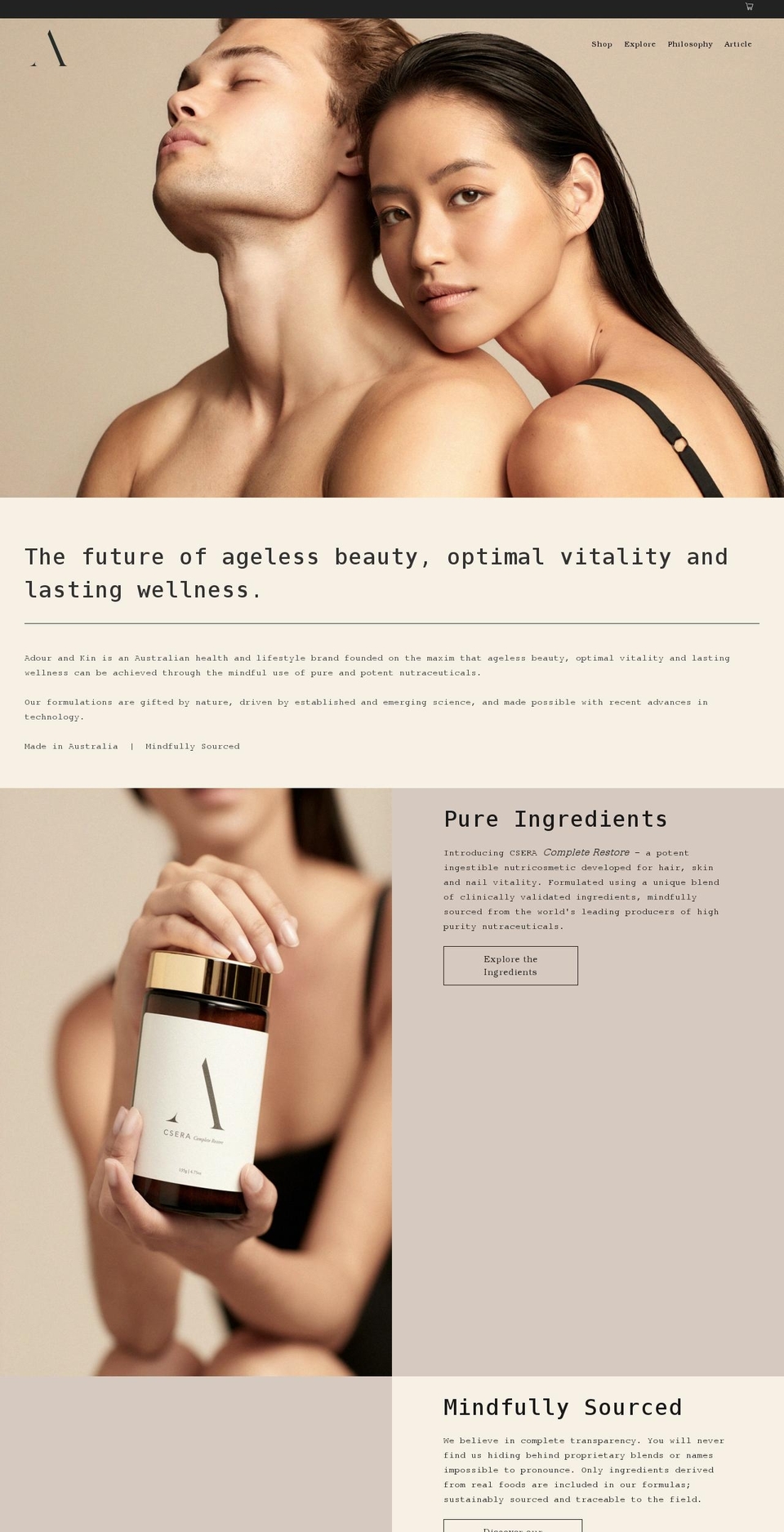 adourandkin.com shopify website screenshot