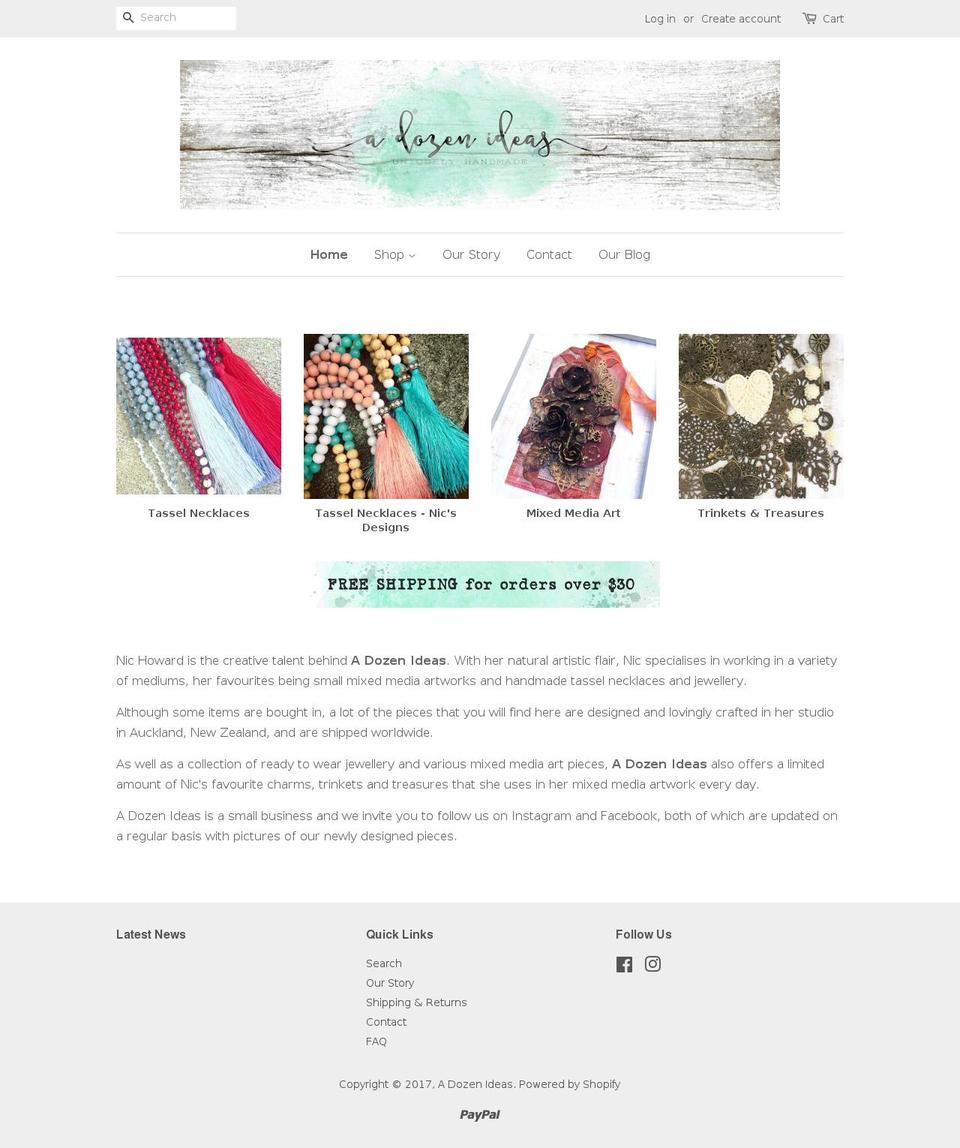 adozenideas.com shopify website screenshot