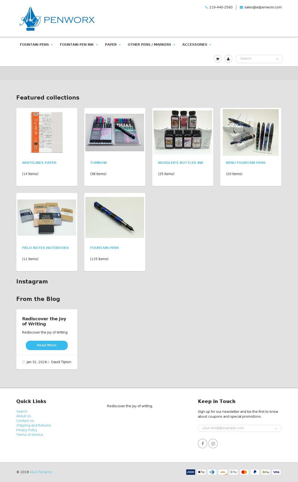 adpenworx.com shopify website screenshot