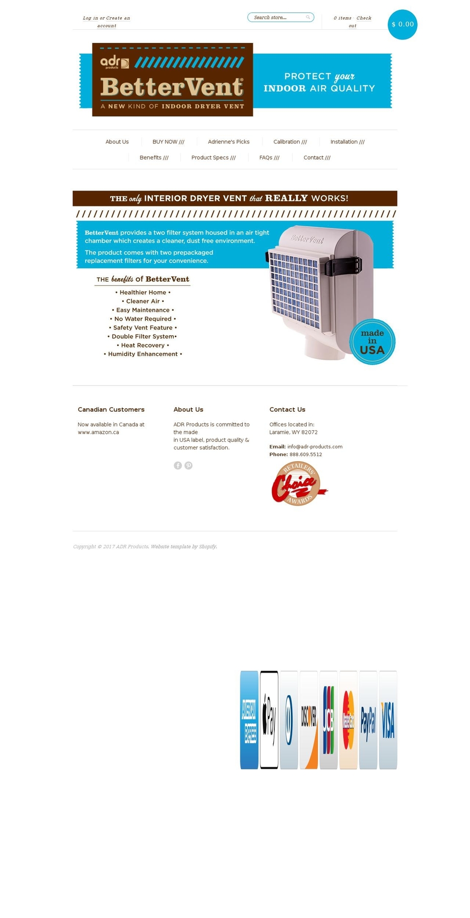 adr-products.com shopify website screenshot