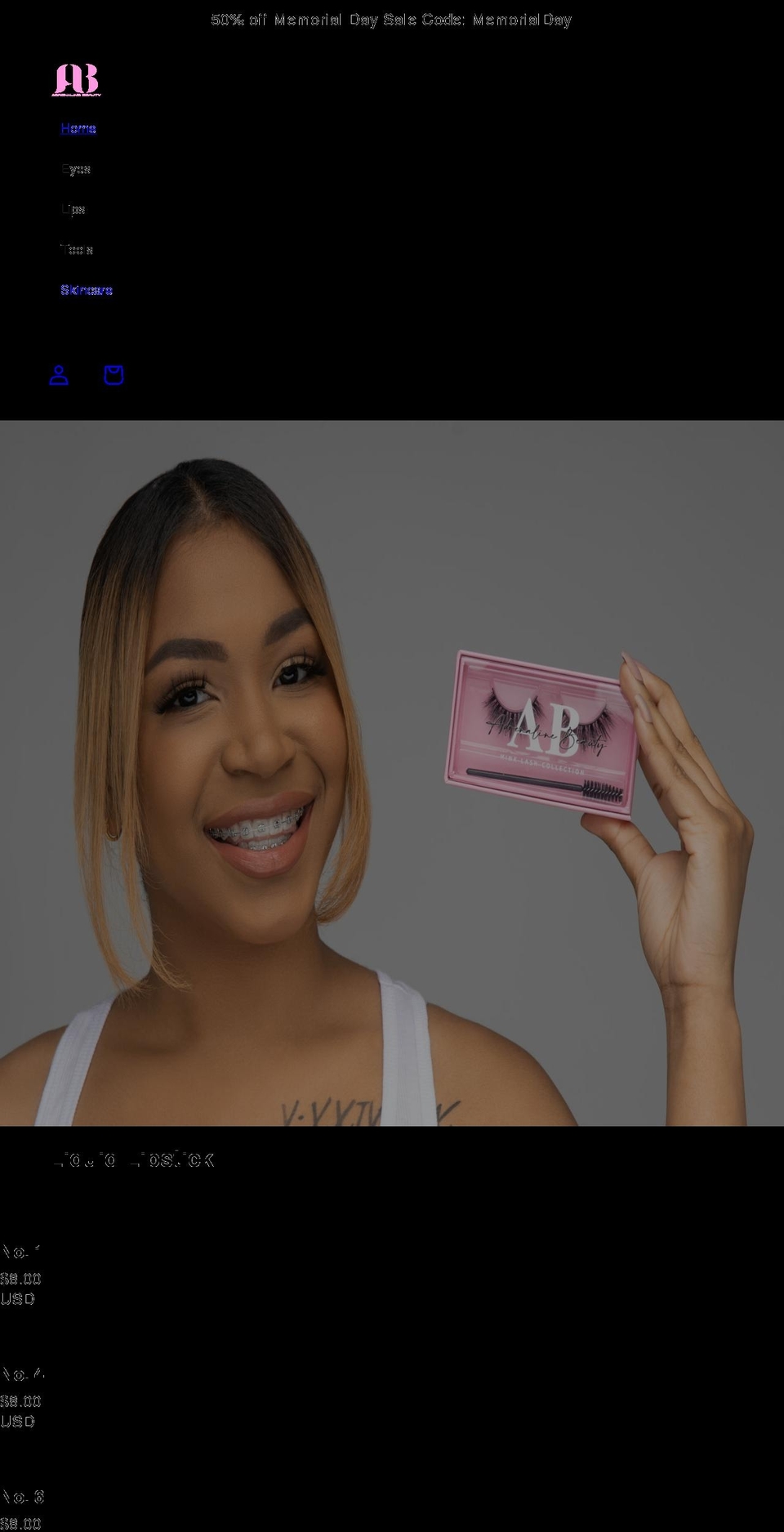 adrenalinebeauty.com shopify website screenshot