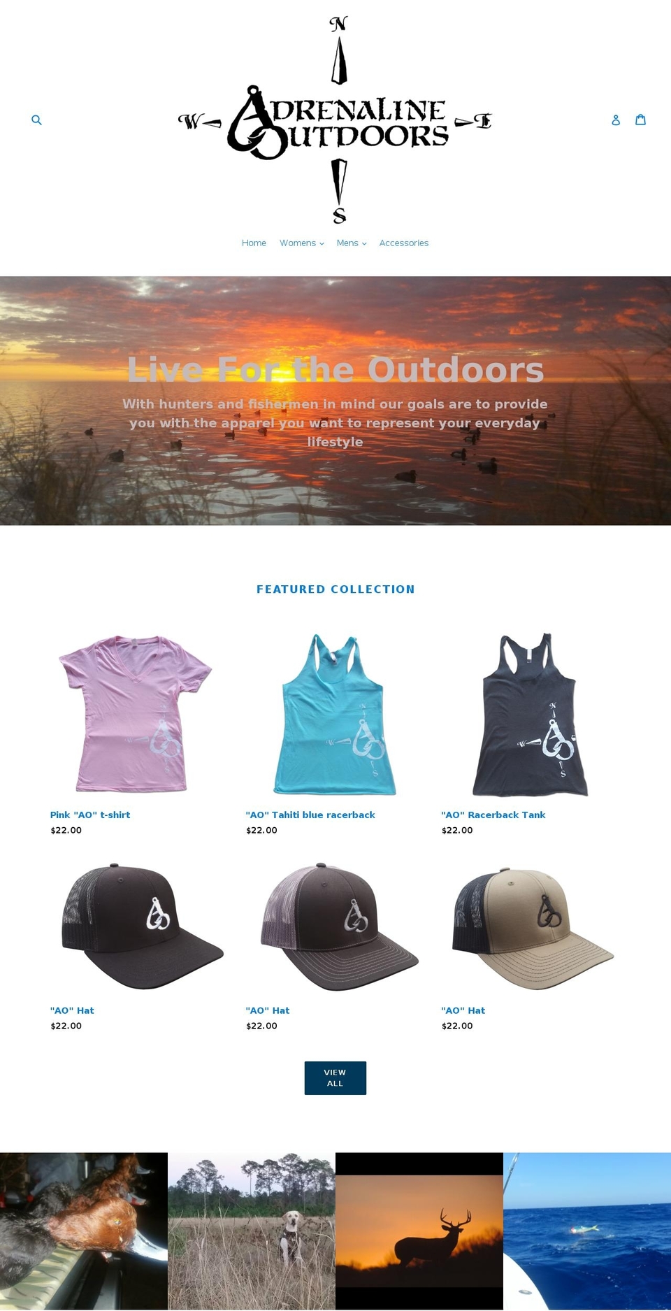 adrenalineoutdoorsstore.com — Shopify storefront screenshot