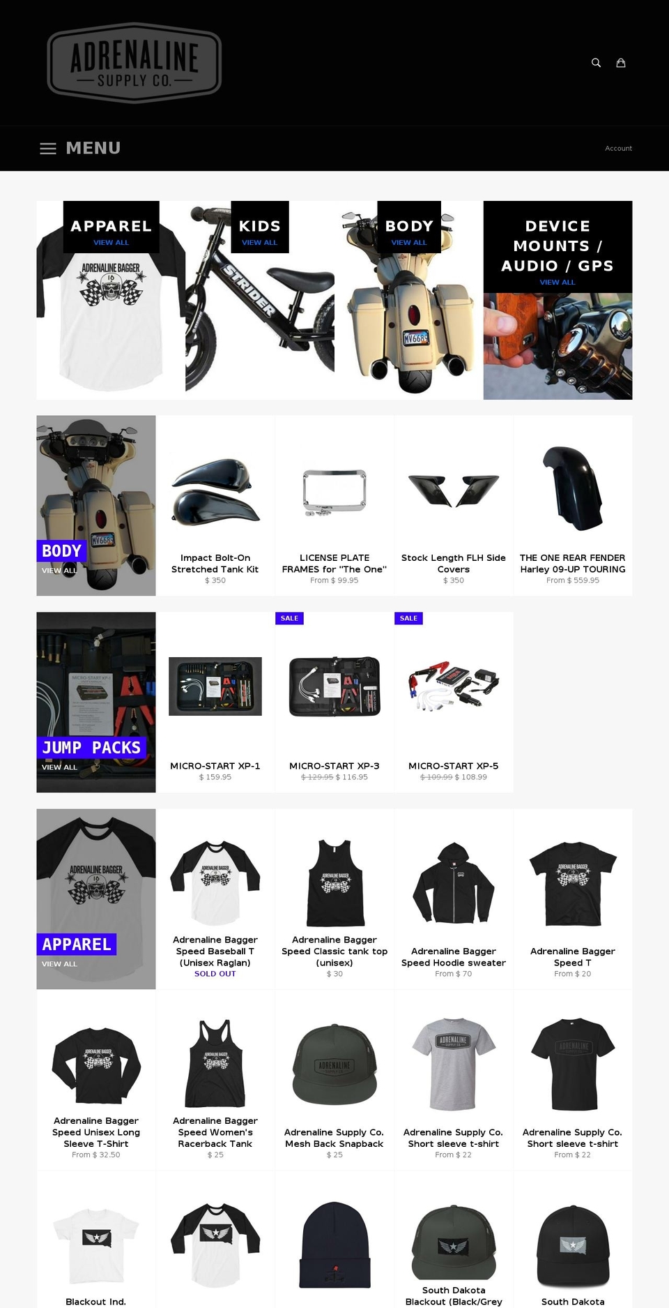 adrenalinesupplyco.com — Shopify storefront screenshot