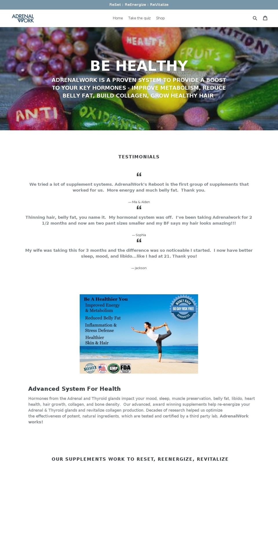 adrenalwork.com shopify website screenshot