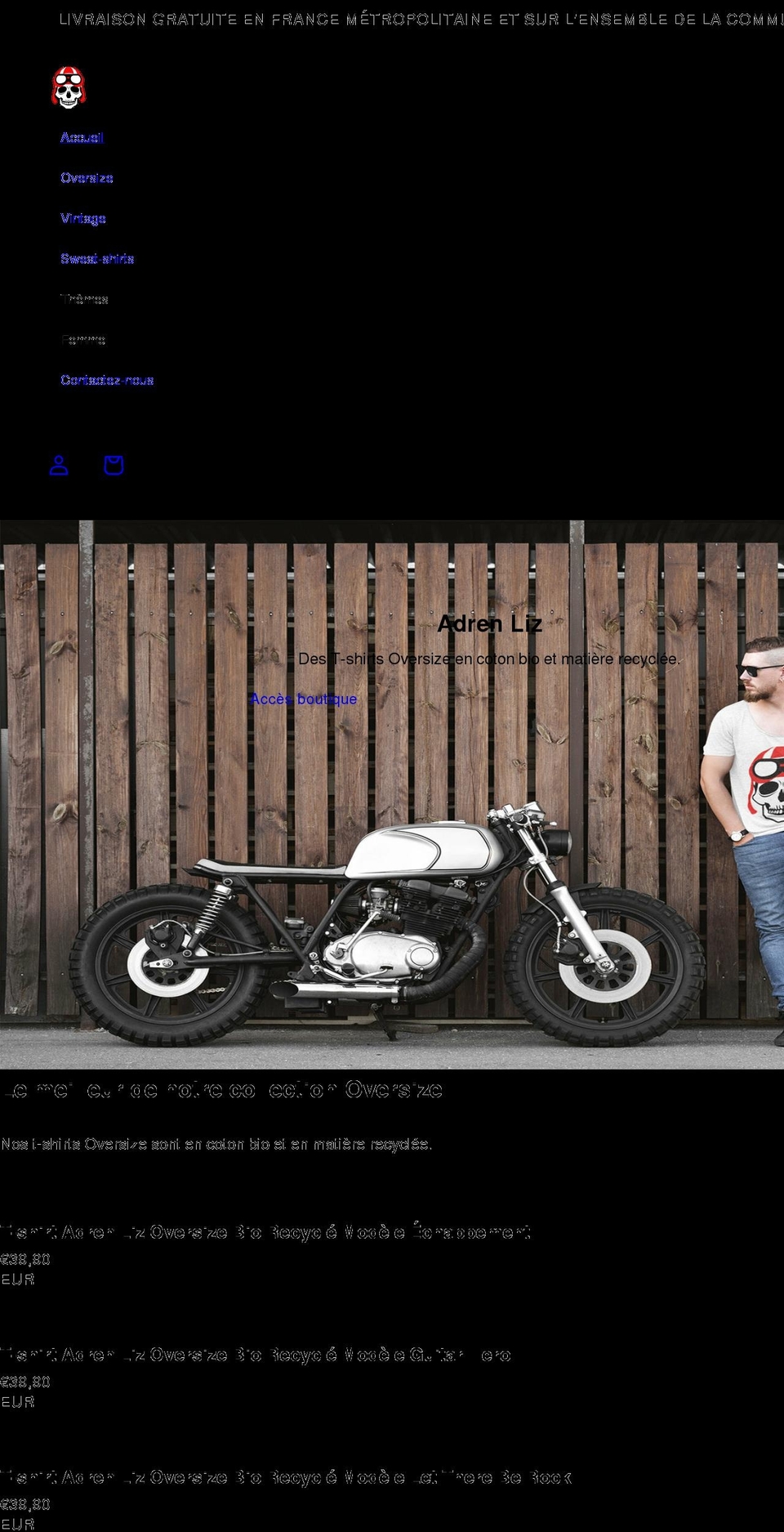 adrenliz.com shopify website screenshot