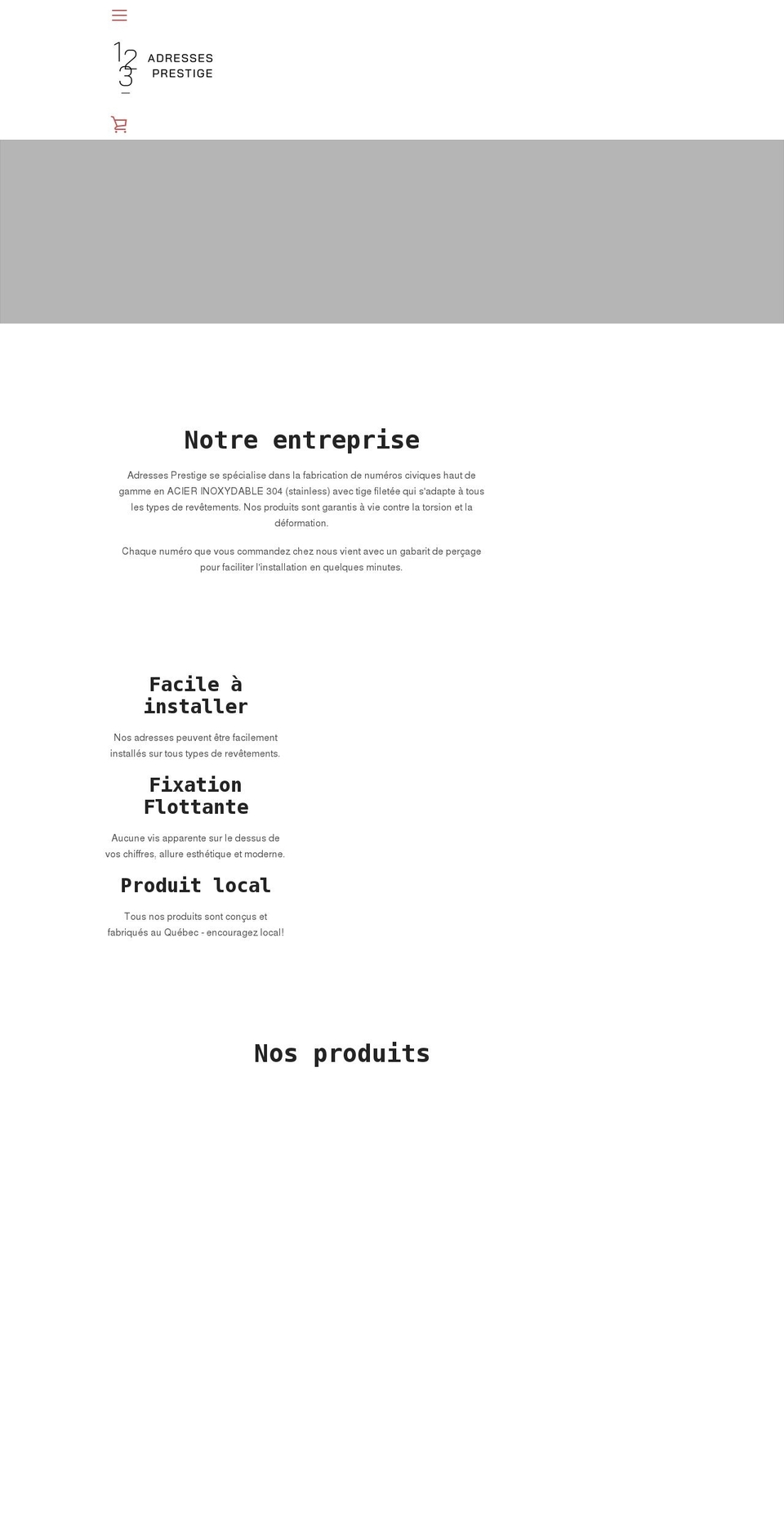 adressesprestige.com shopify website screenshot