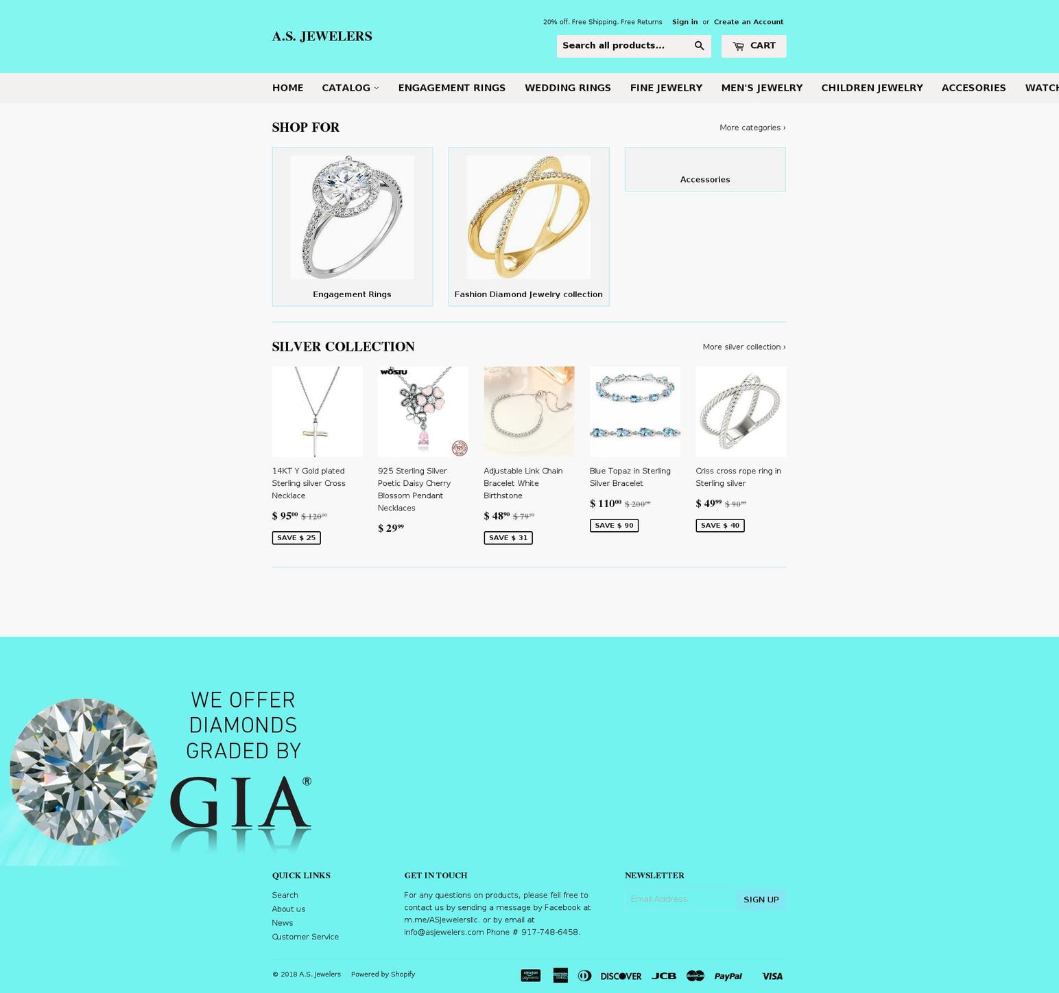 adrianasfinejewelry.com — Shopify storefront screenshot