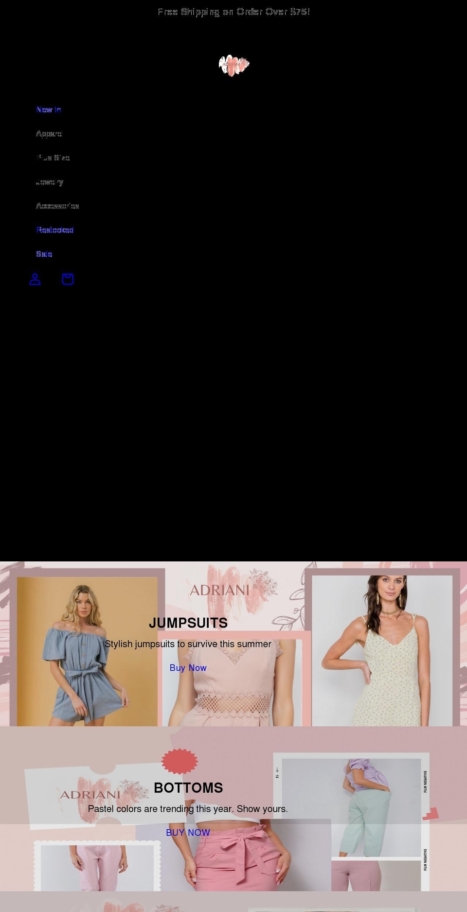 adriani.us shopify website screenshot