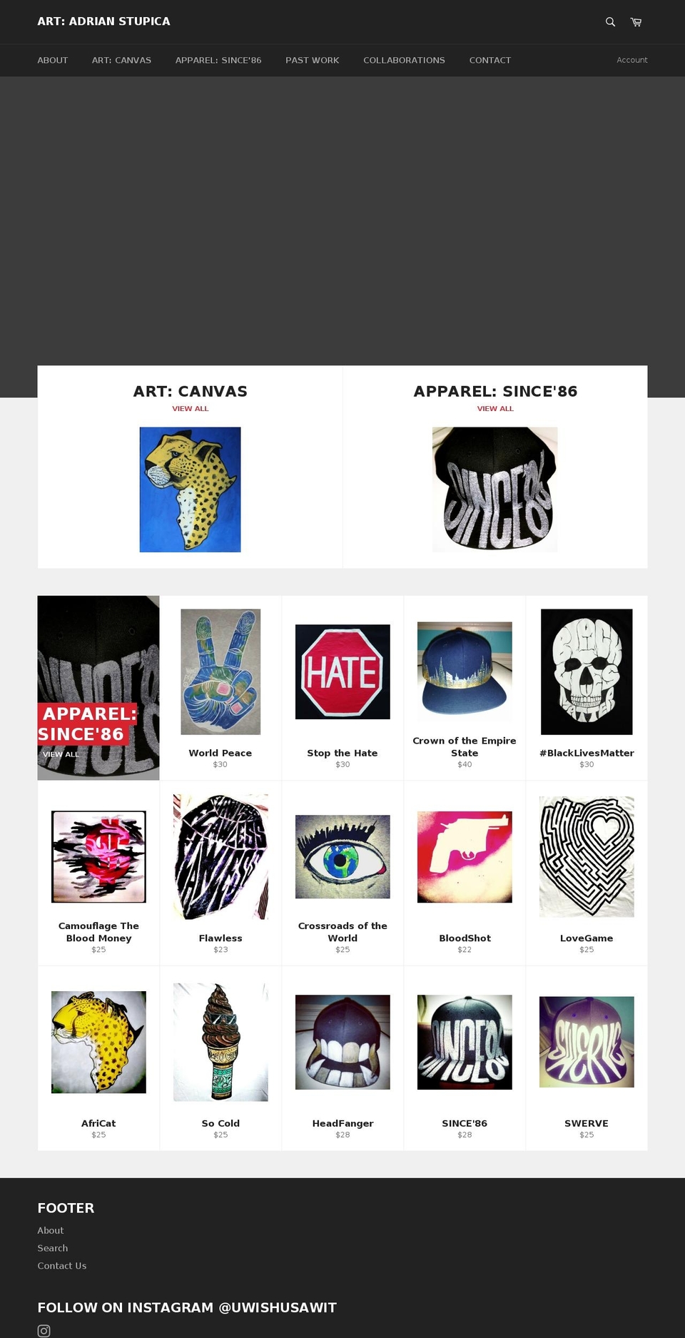 adrianstupica.com shopify website screenshot