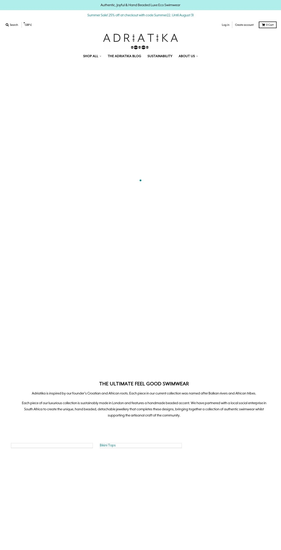 adriatikaswimwear.com shopify website screenshot