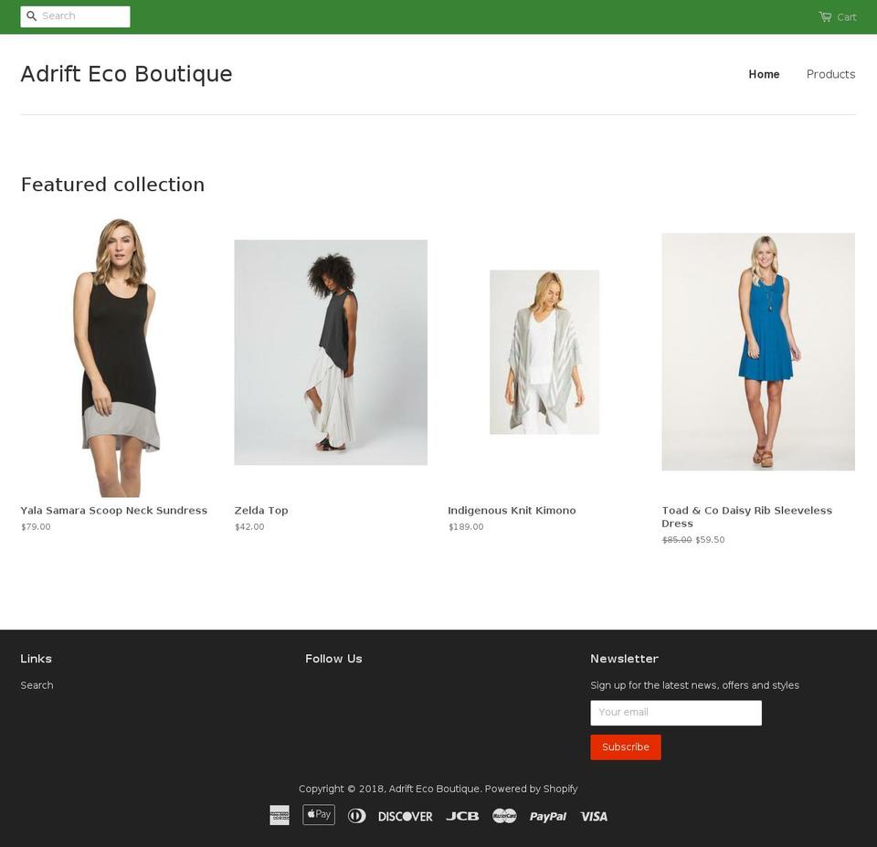 adriftbi.com shopify website screenshot