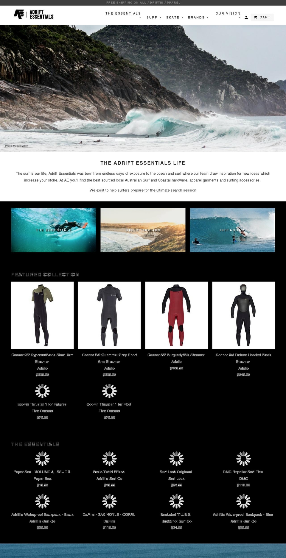 adriftis.com shopify website screenshot