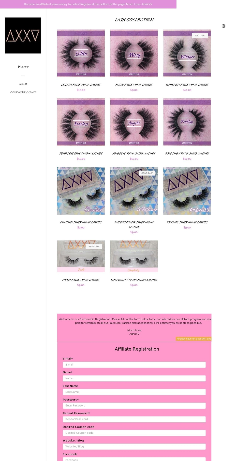 adrixxv.com — Shopify storefront screenshot