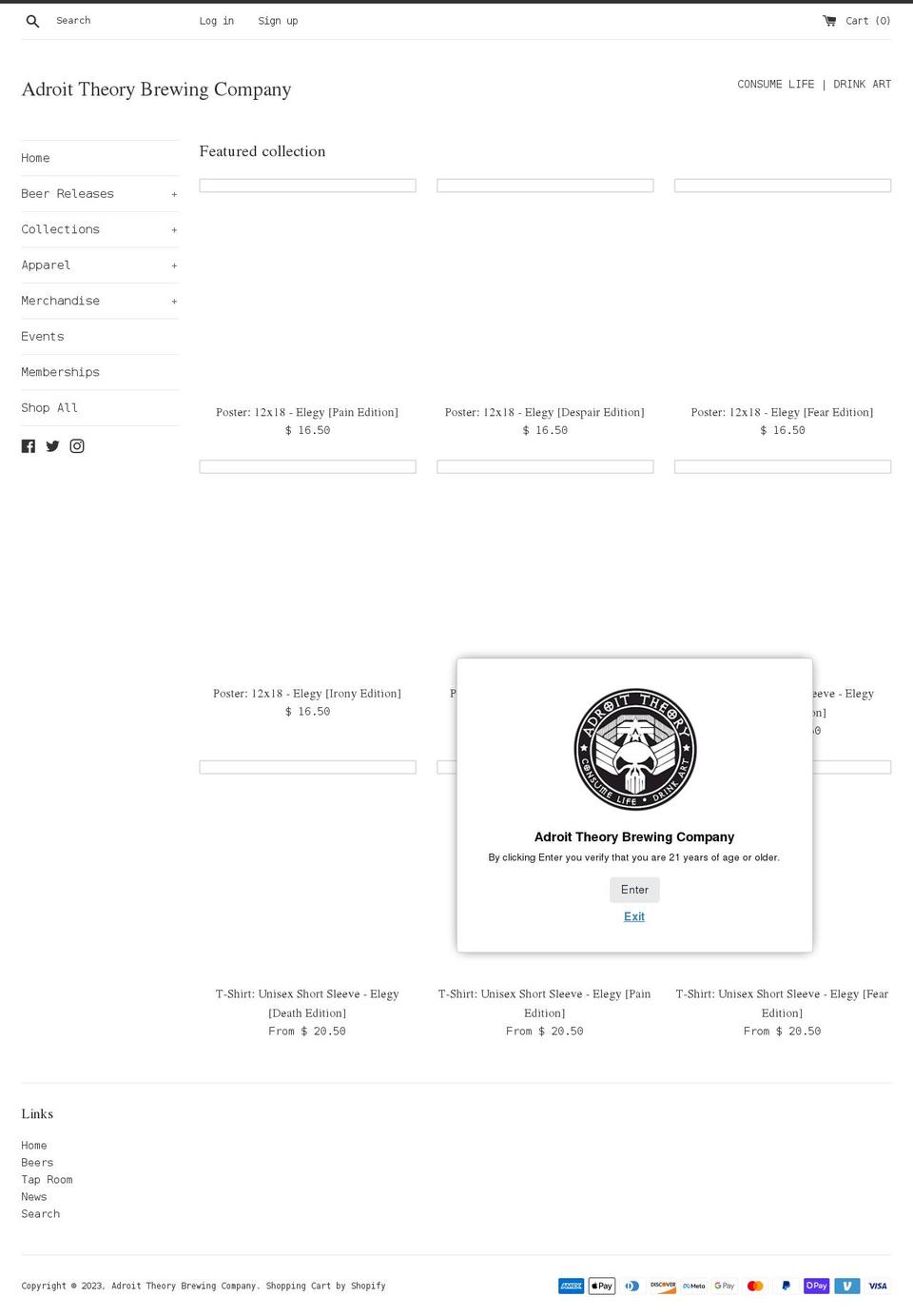 adroittheory.myshopify.com shopify website screenshot