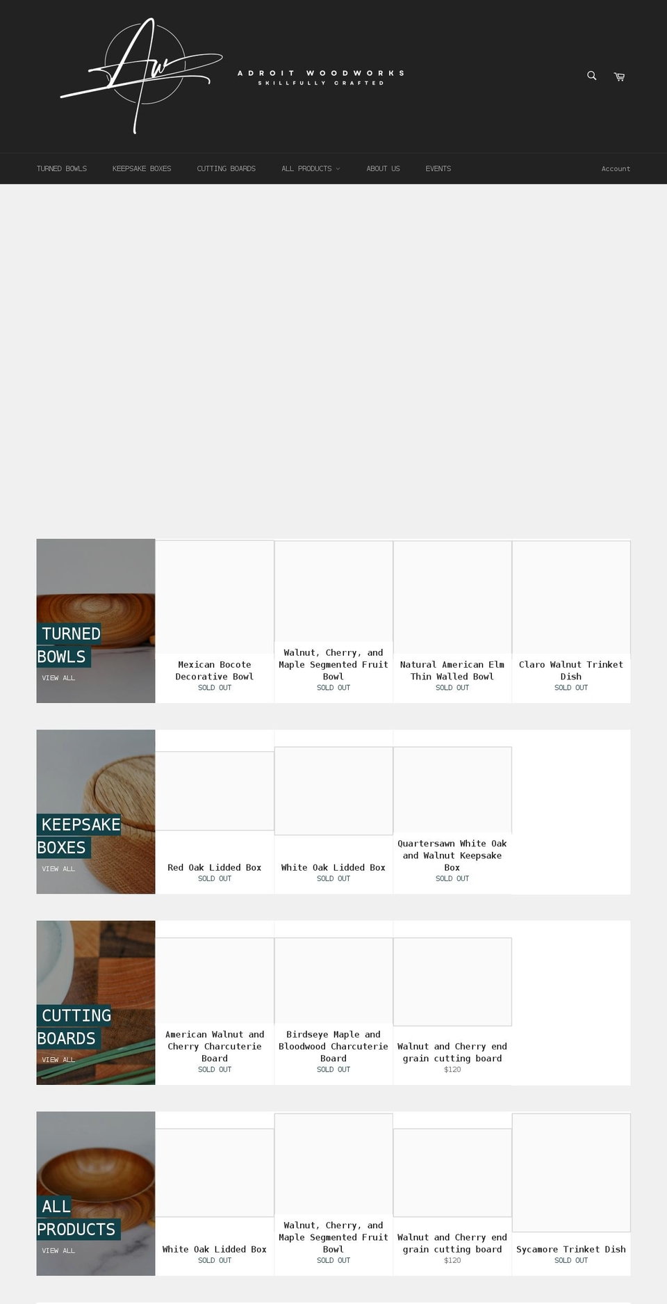adroitwoodworks.com shopify website screenshot