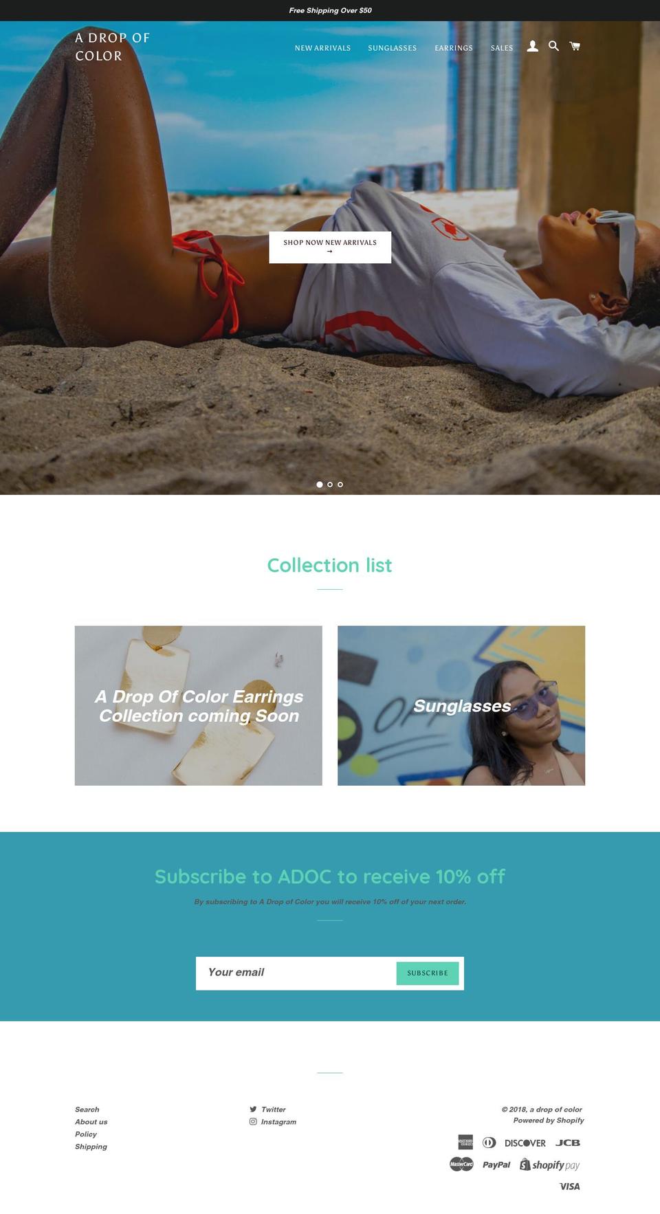 adropofcolor.net shopify website screenshot