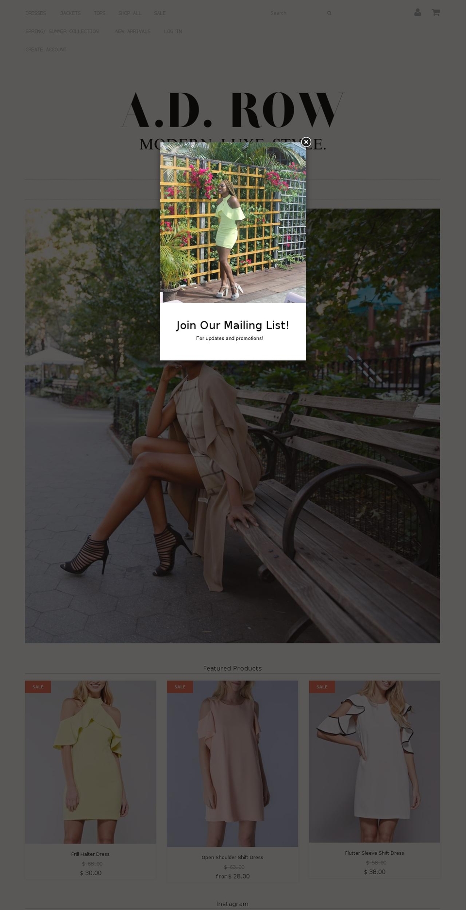 adrowstyle.com — Shopify storefront screenshot