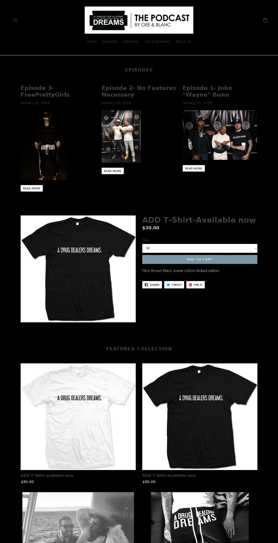 adrugdealersdreams.com — Shopify storefront screenshot