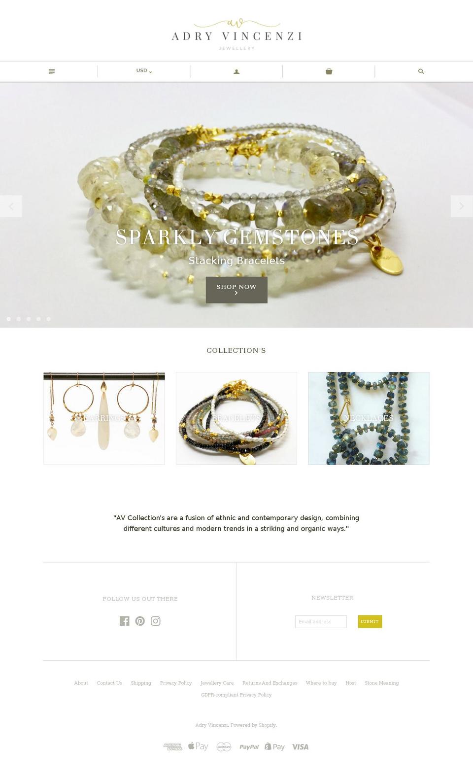 adryvincenzi.com — Shopify storefront screenshot