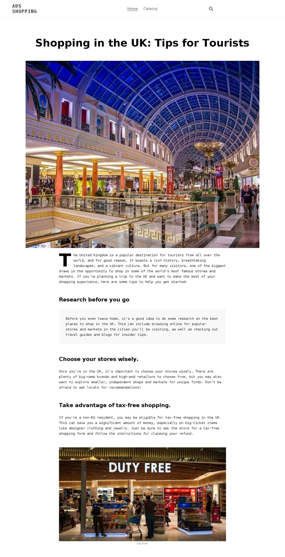 ads.shopping shopify website screenshot