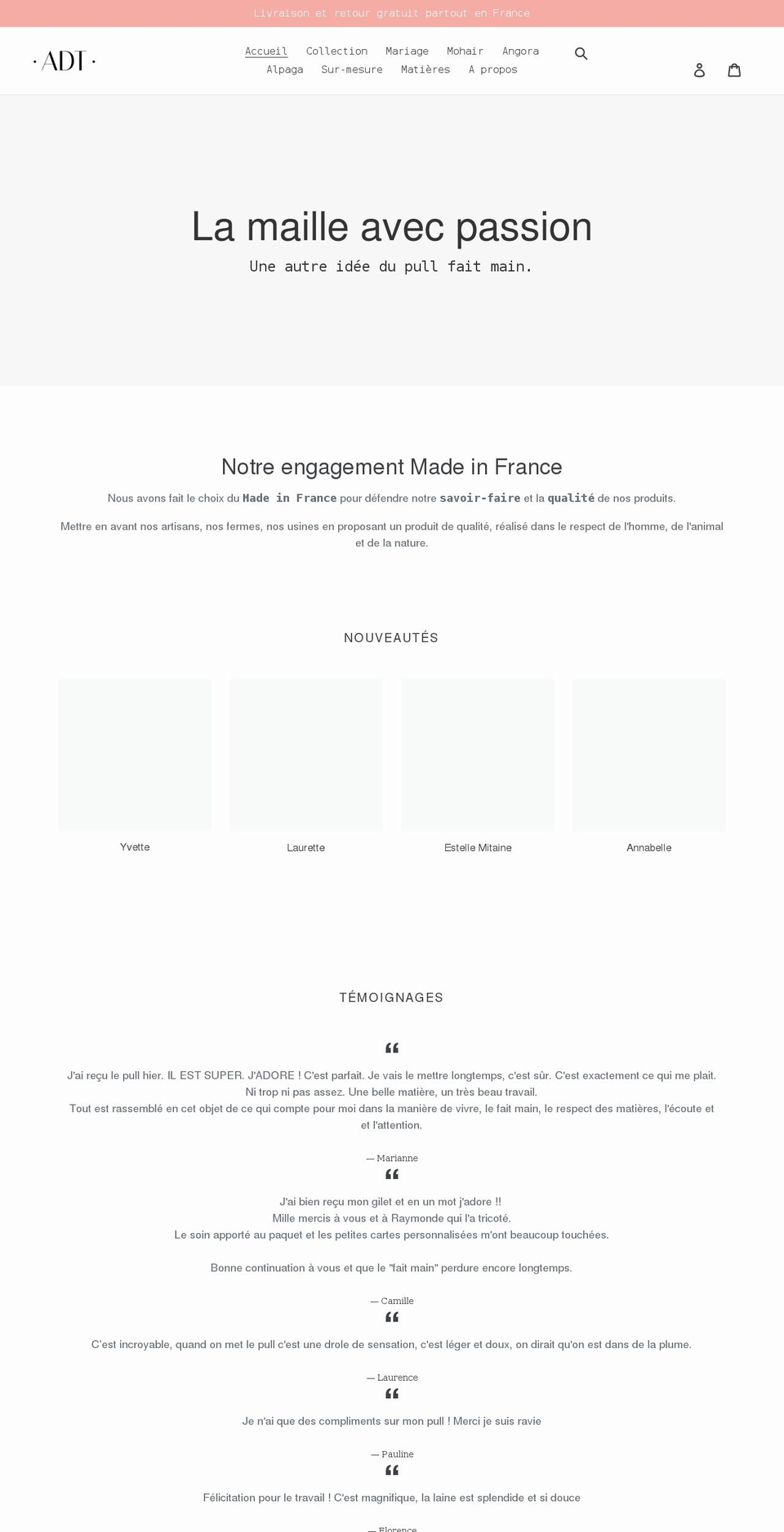 adt-paris.fr shopify website screenshot