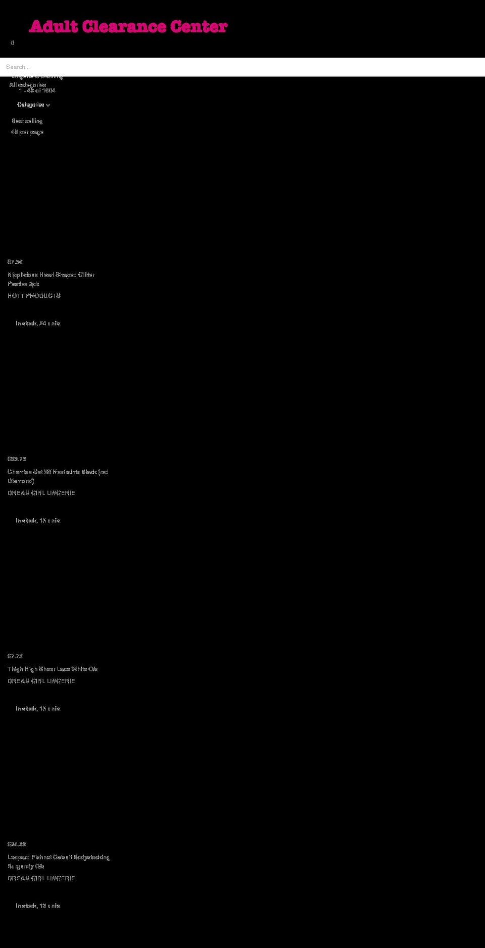 adultclearancecenter.com shopify website screenshot