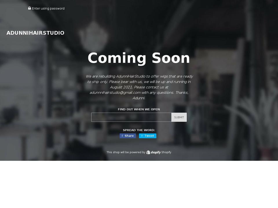 adunnihairstudio.com — Shopify storefront screenshot