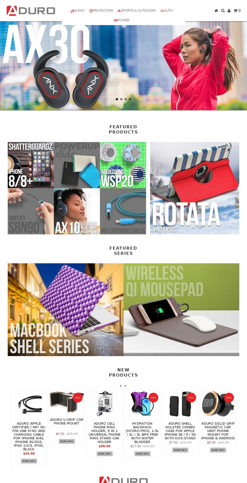 adurosport.com — Shopify storefront screenshot
