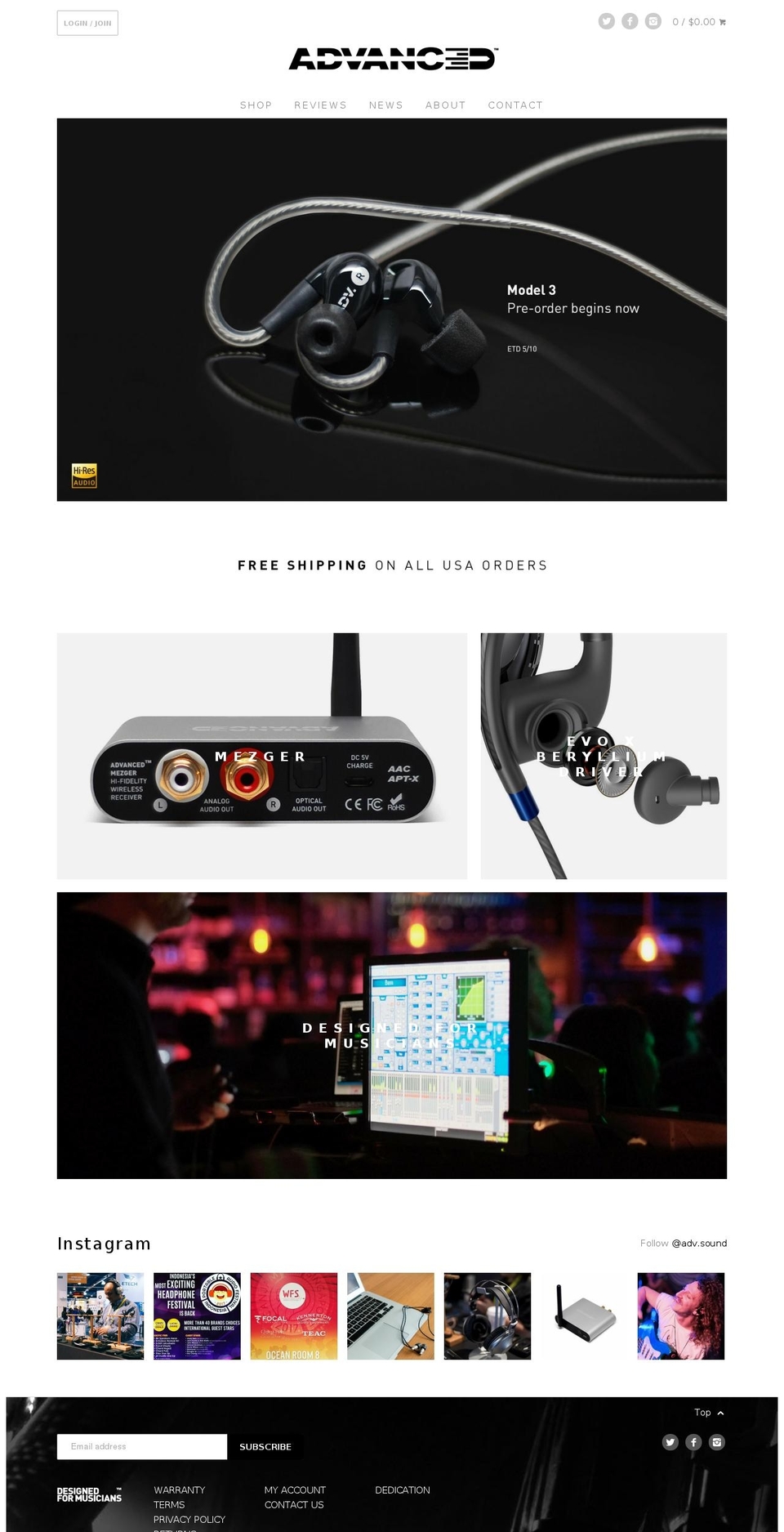 adv-sound.com shopify website screenshot