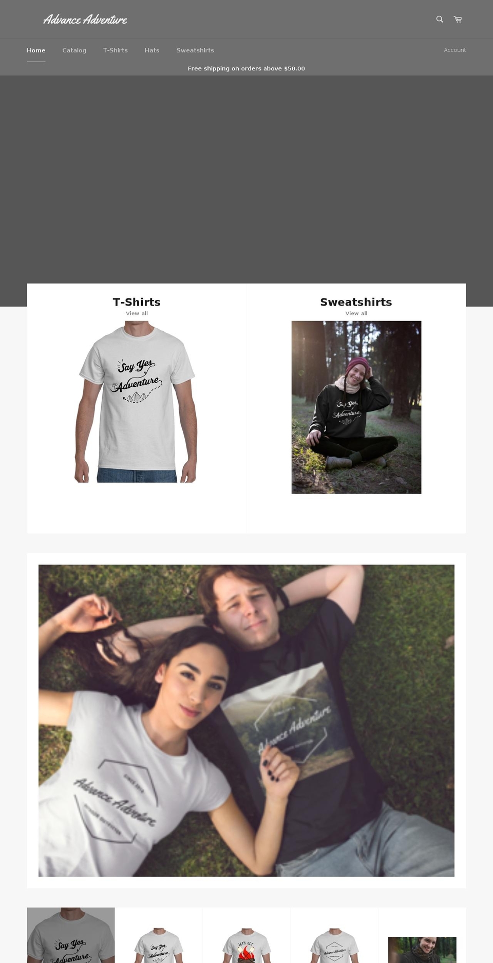 advanceadventure.com shopify website screenshot