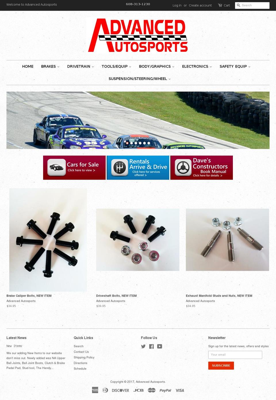 advanced-autosports.com shopify website screenshot