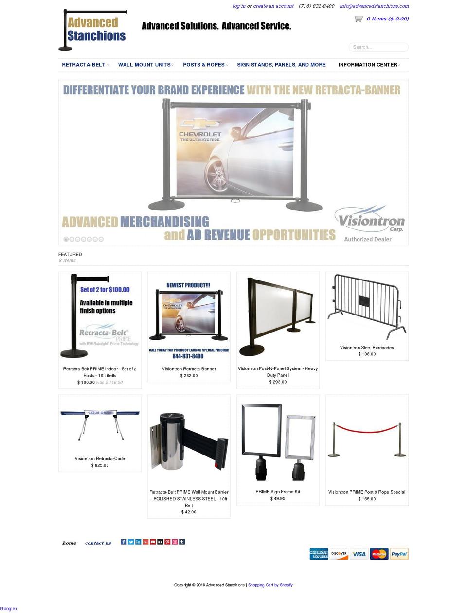 advanced-stanchions.com — Shopify storefront screenshot