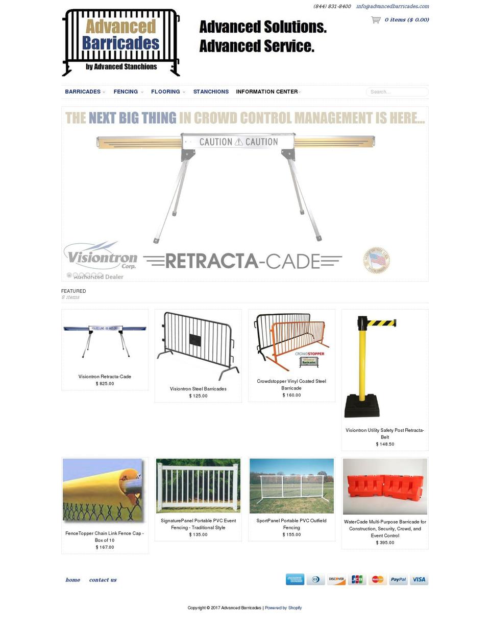 advancedbarricades.com shopify website screenshot