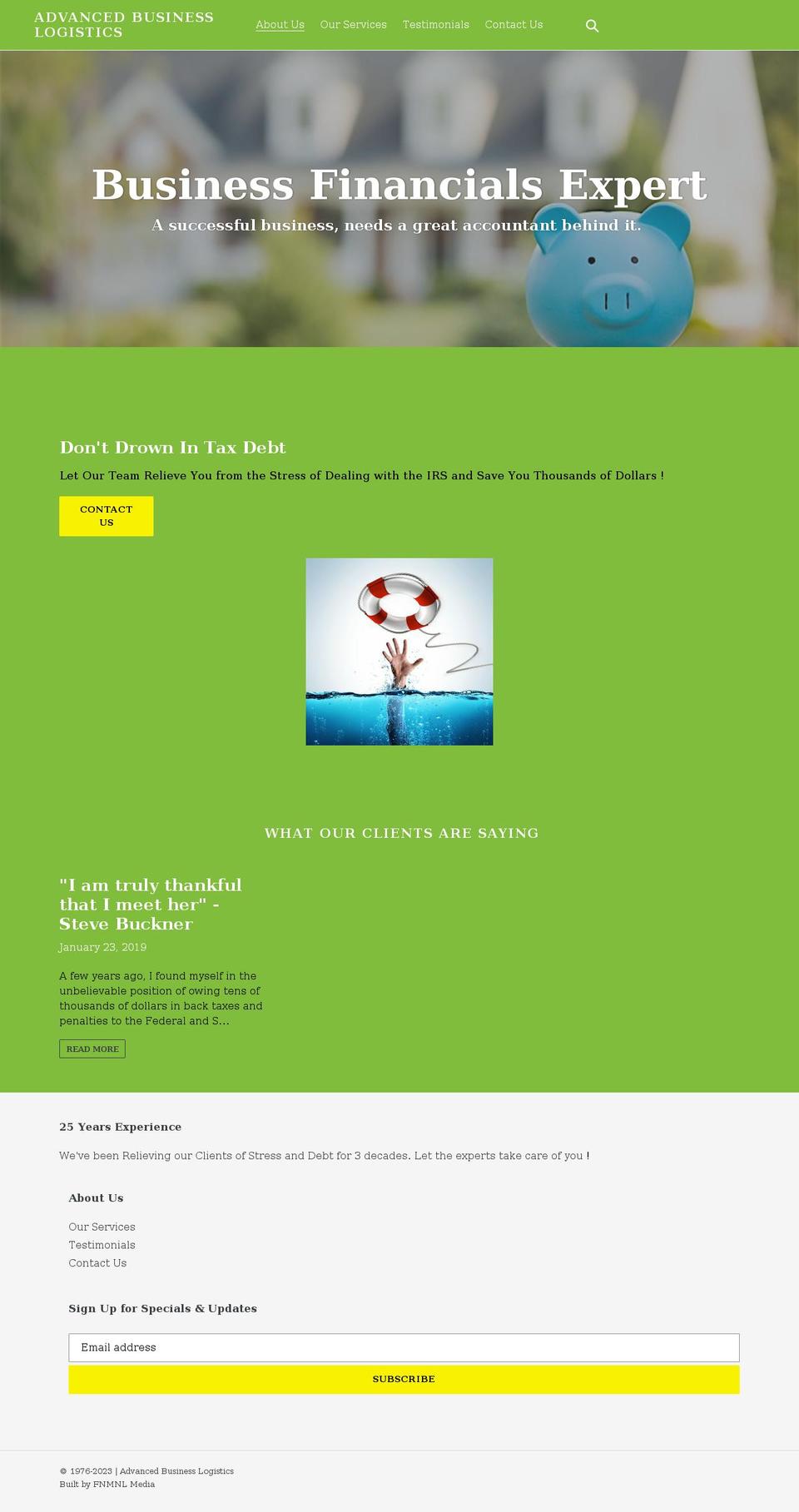 advancedbusinesslogistics.com shopify website screenshot