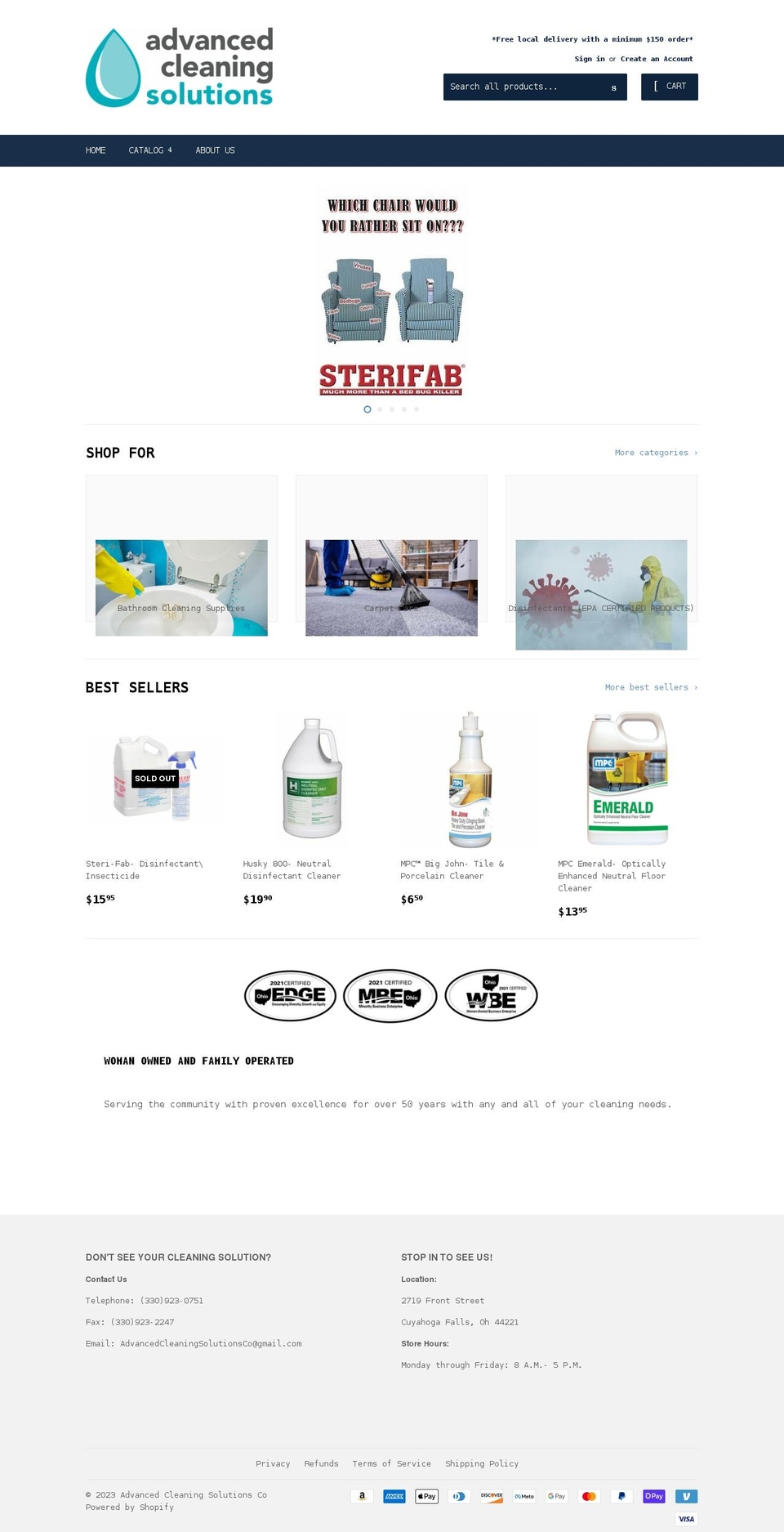 advancedcleaningsolutions.co shopify website screenshot