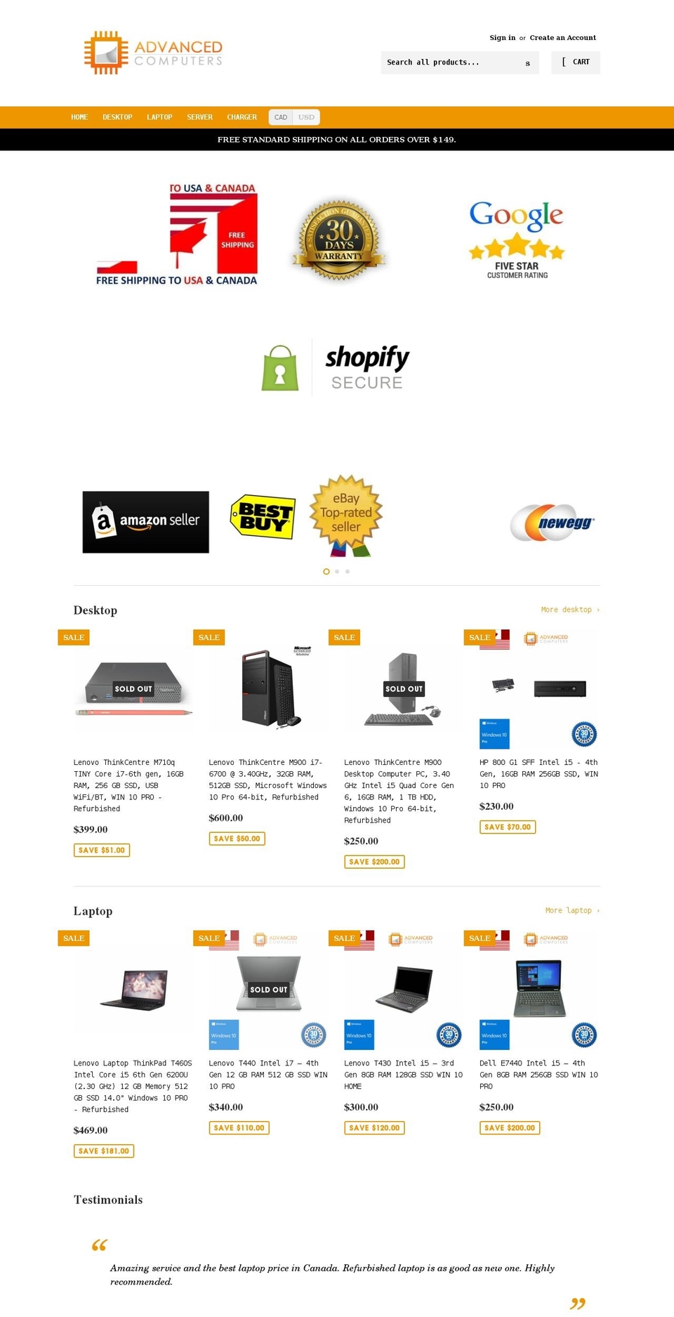 advancedcompu.com shopify website screenshot