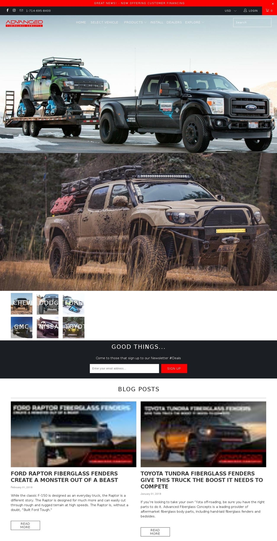 advancedfiberglassconcepts.com — Shopify storefront screenshot