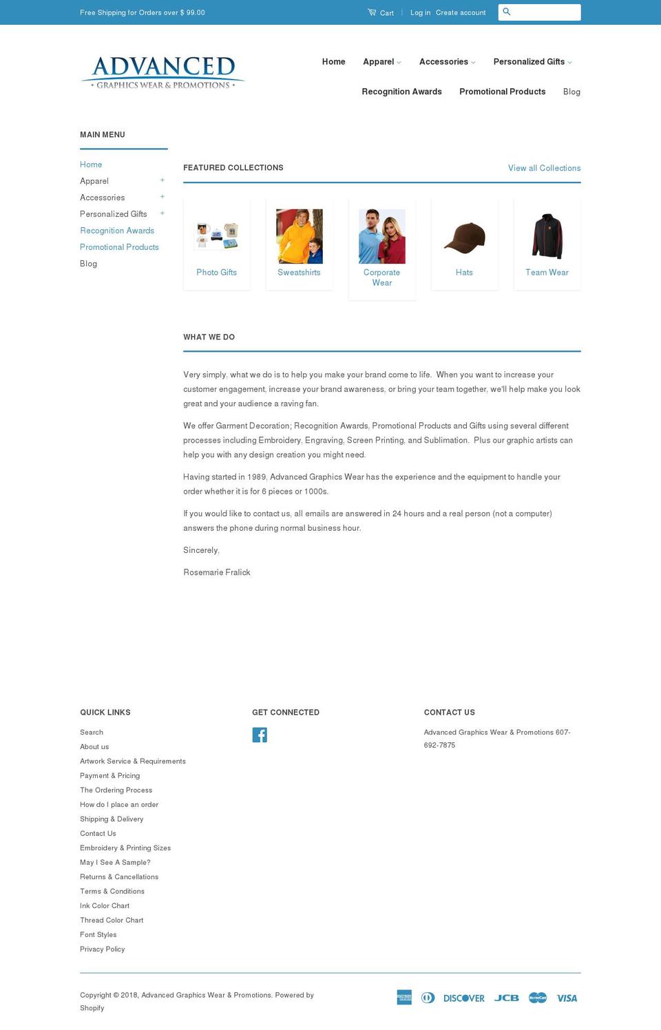 advancedgraphicswear.com shopify website screenshot