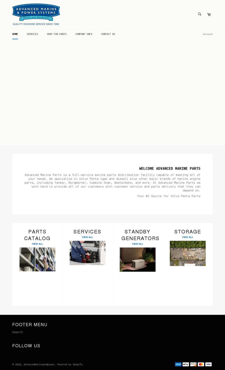 advancedmarineparts.com shopify website screenshot