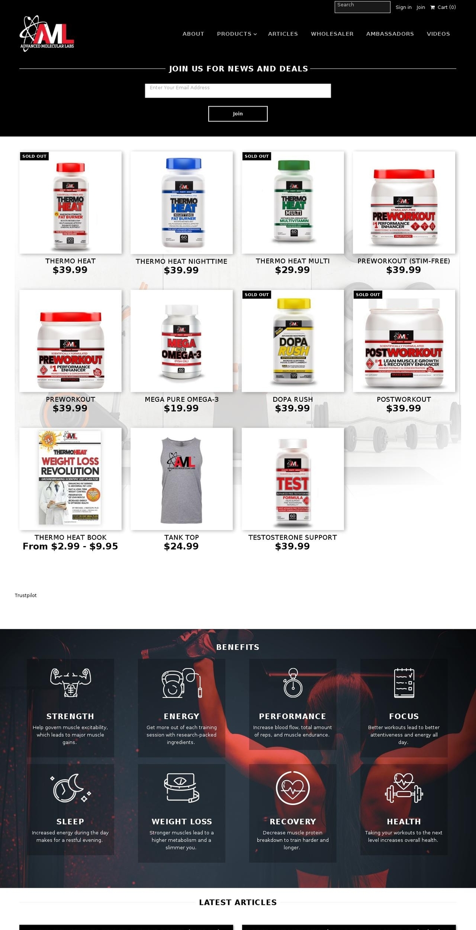 advancedmolecularlabs.com — Shopify storefront screenshot
